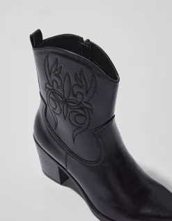 FEMME BERSHKA Similicuir*Bottines talon cowboy