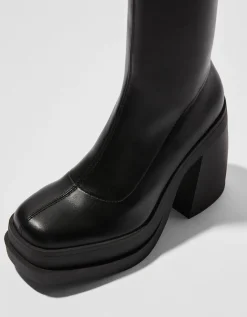 FEMME BERSHKA Similicuir*Bottines talon plateforme moulantes