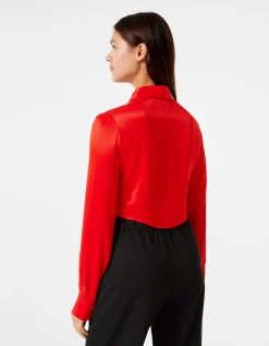 FEMME BERSHKA Chemises et blouses*Chemise cropped manches longues moulante satinée