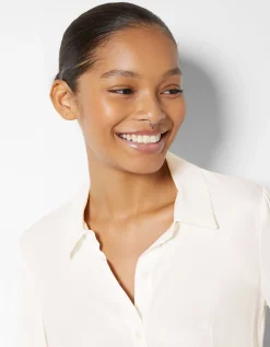 FEMME BERSHKA Chemises et blouses*Chemise cropped manches longues moulante satinée