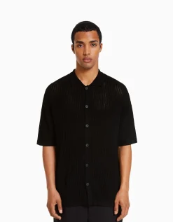 HOMME BERSHKA Chemises*Chemise manches courtes basique ajourée