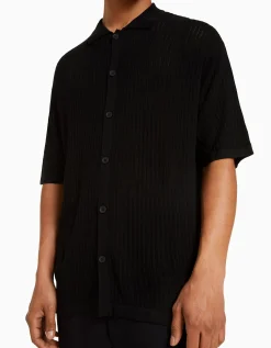 HOMME BERSHKA Chemises*Chemise manches courtes basique ajourée