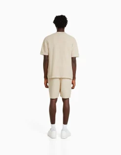 HOMME BERSHKA Chemises*Chemise manches courtes basique texturée