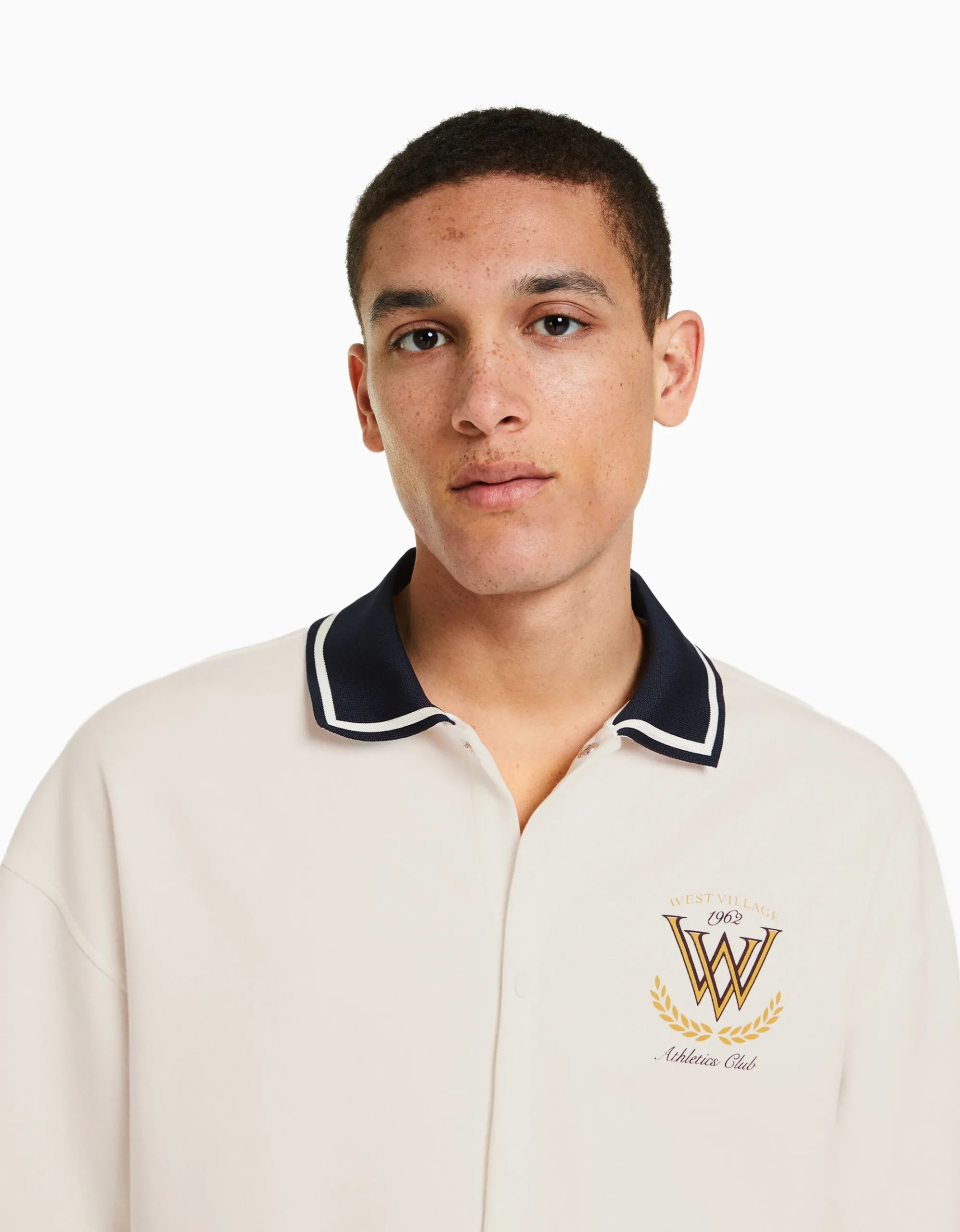 HOMME BERSHKA Vêtements*Chemise manches courtes col bord-côte