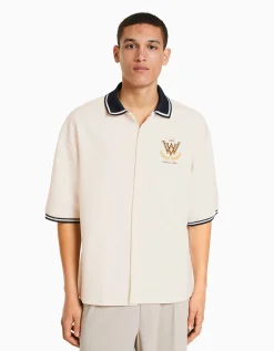 HOMME BERSHKA Vêtements*Chemise manches courtes col bord-côte