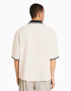 HOMME BERSHKA Vêtements*Chemise manches courtes col bord-côte