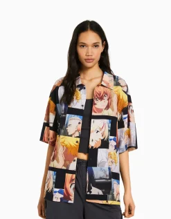 FEMME BERSHKA Vêtements*Chemise manches courtes imprimé TOKYO REVENGERS