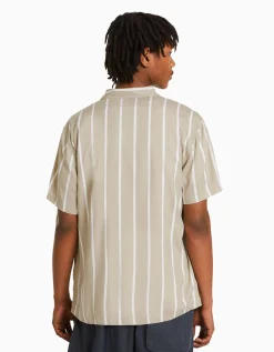 HOMME BERSHKA Chemises*Chemise manches courtes serge rayures