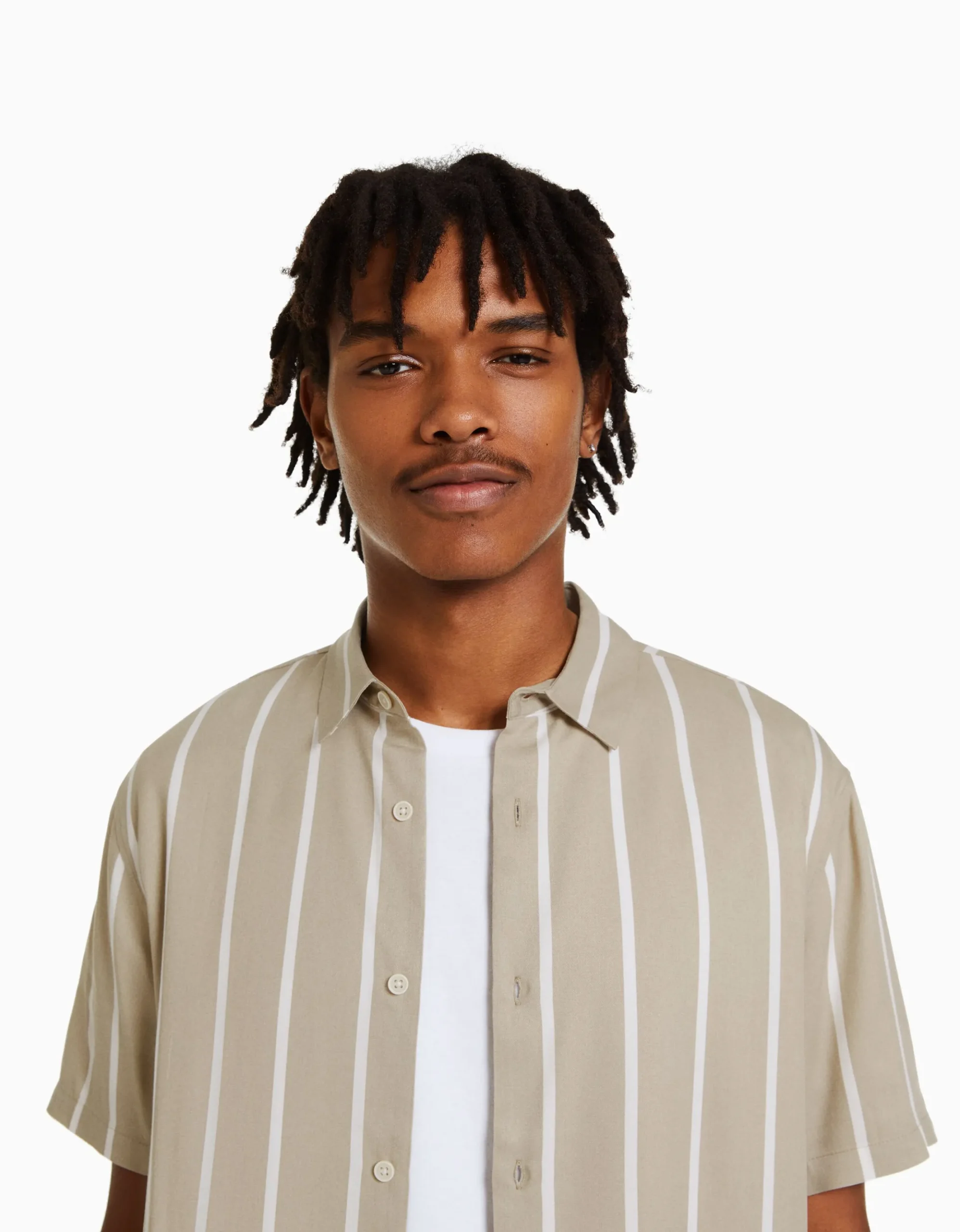HOMME BERSHKA Chemises*Chemise manches courtes serge rayures