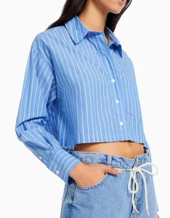 FEMME BERSHKA Vêtements*Chemise manches longues cropped popeline