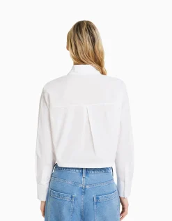FEMME BERSHKA Chemises et blouses*Chemise manches longues cropped popeline