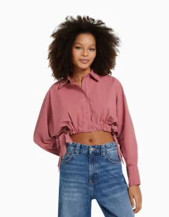 FEMME BERSHKA Chemises et blouses*Chemise manches longues cropped avec lanières