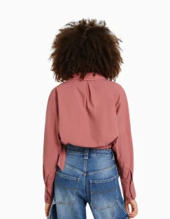 FEMME BERSHKA Chemises et blouses*Chemise manches longues cropped avec lanières