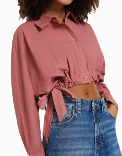 FEMME BERSHKA Chemises et blouses*Chemise manches longues cropped avec lanières