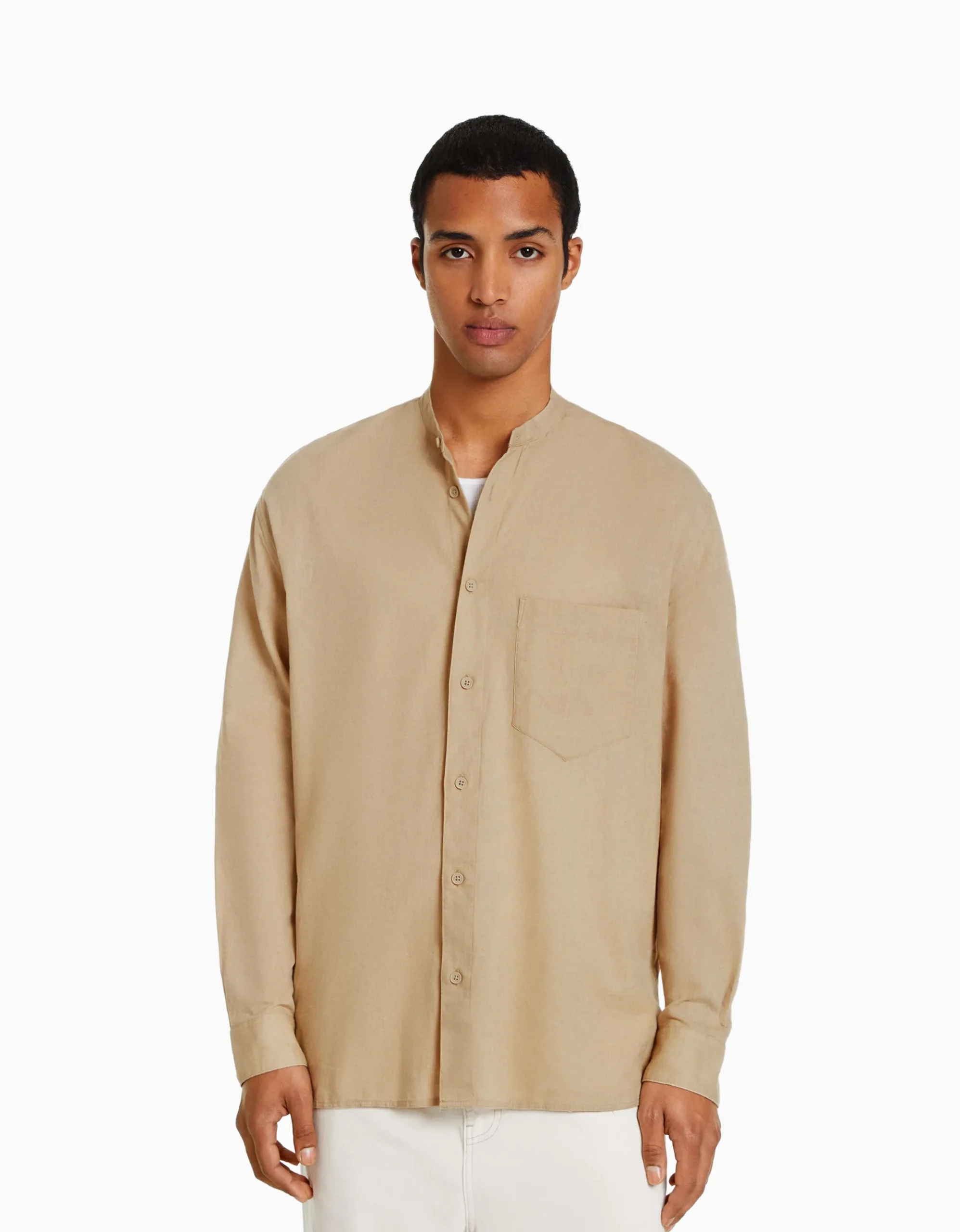 HOMME BERSHKA Chemises*Chemise manches longues lin