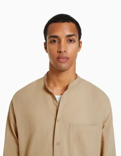 HOMME BERSHKA Chemises*Chemise manches longues lin