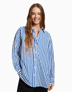 FEMME BERSHKA Chemises et blouses*Chemise manches longues overzise popeline