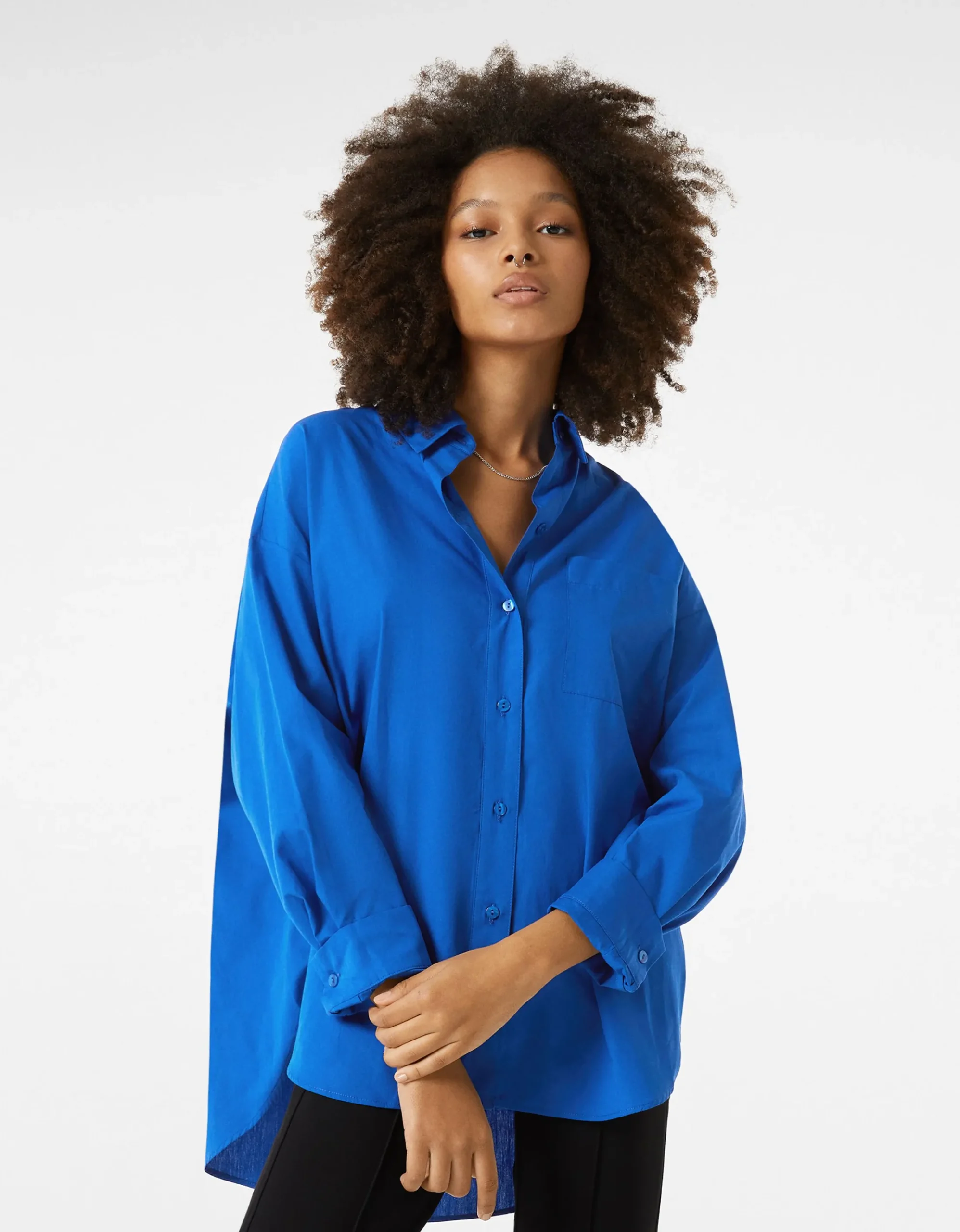 FEMME BERSHKA Chemises et blouses*Chemise manches longues overzise popeline