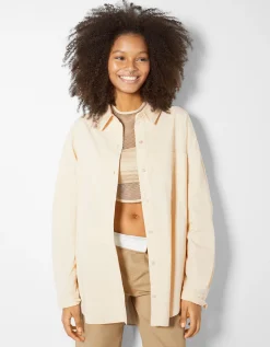 FEMME BERSHKA Chemises et blouses*Chemise manches longues overzise popeline