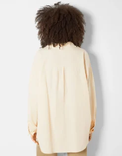 FEMME BERSHKA Chemises et blouses*Chemise manches longues overzise popeline