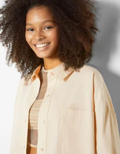 FEMME BERSHKA Chemises et blouses*Chemise manches longues overzise popeline