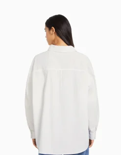 FEMME BERSHKA BSK Teen*Chemise manches longues oversize popeline