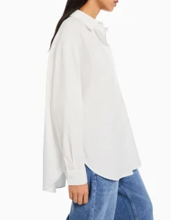 FEMME BERSHKA BSK Teen*Chemise manches longues oversize popeline