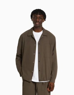 HOMME BERSHKA Chemises*Chemise manches longues technique parachute