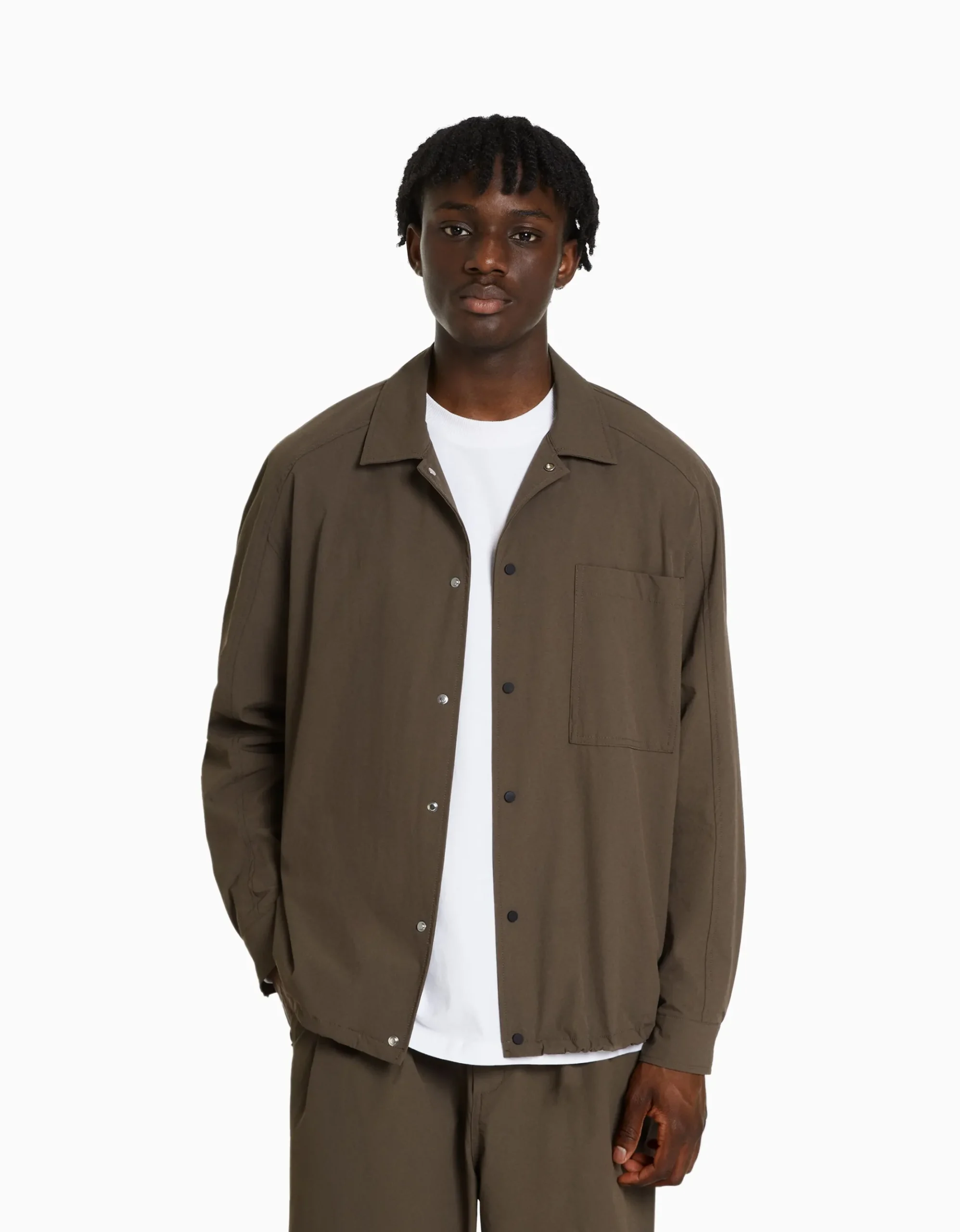 HOMME BERSHKA Chemises*Chemise manches longues technique parachute
