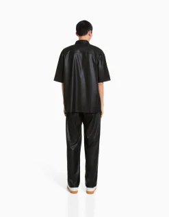 HOMME BERSHKA Chemises*Chemise similicuir manches courtes