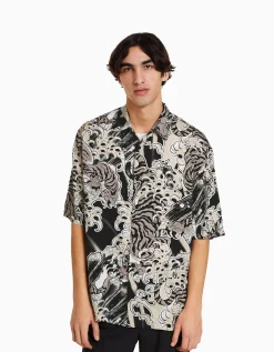 HOMME BERSHKA Chemises*Chemisette imprimée