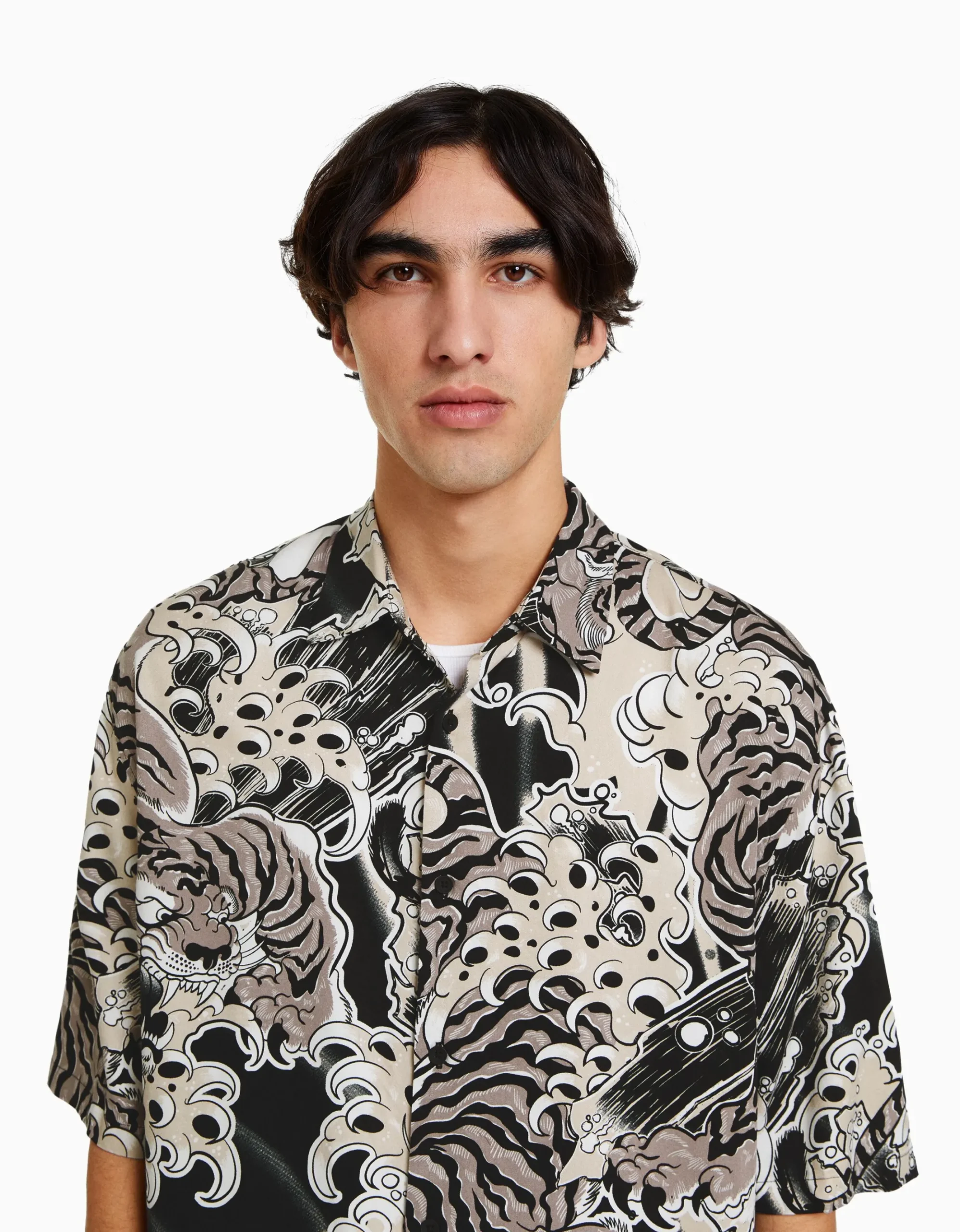 HOMME BERSHKA Chemises*Chemisette imprimée
