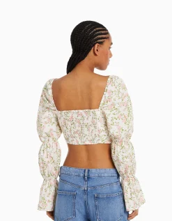 FEMME BERSHKA Chemises et blouses*Chemisier corset cropped manches longues