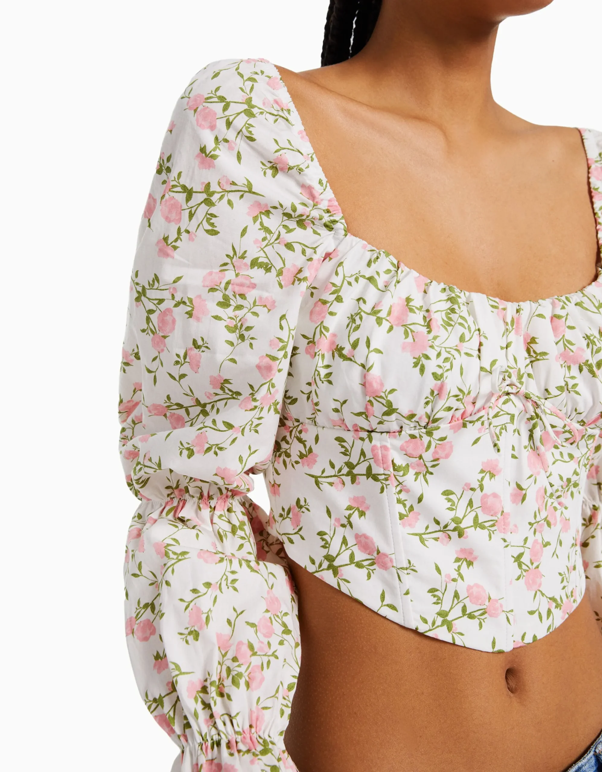 FEMME BERSHKA Chemises et blouses*Chemisier corset cropped manches longues