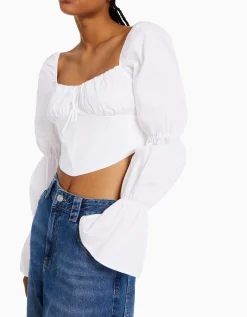 FEMME BERSHKA Chemises et blouses*Chemisier corset cropped manches longues