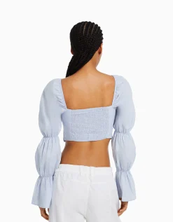 FEMME BERSHKA Chemises et blouses*Chemisier corset cropped manches longues