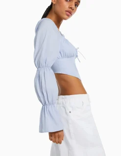 FEMME BERSHKA Chemises et blouses*Chemisier corset cropped manches longues