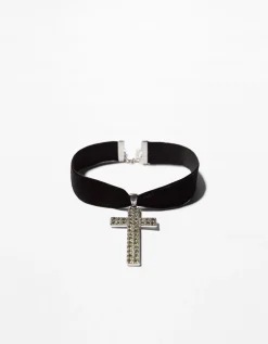 FEMME BERSHKA Party*Collier ras du cou croix strass