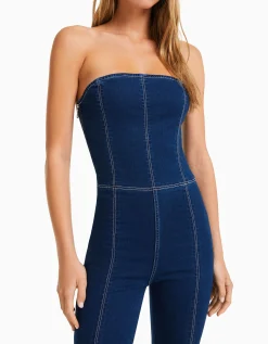 FEMME BERSHKA Vêtements*Combi-pantalon denim épaules dénudées