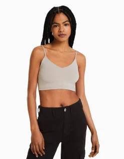 FEMME BERSHKA Tops et corsets*Crop top bretelles fines