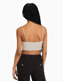 FEMME BERSHKA Tops et corsets*Crop top bretelles fines