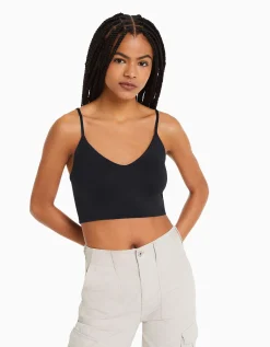 FEMME BERSHKA Tops et corsets*Crop top bretelles fines