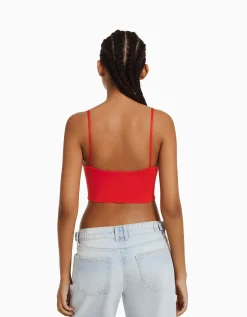 FEMME BERSHKA Tops et corsets*Crop top bretelles fines