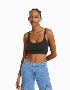 FEMME BERSHKA Survêtement*Crop top bretelles larges