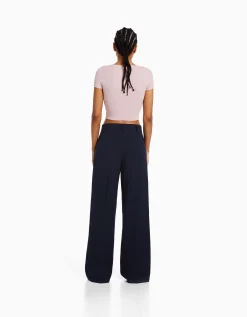 FEMME BERSHKA Pantalons*Dad fit - Pantalon tailoring wide leg