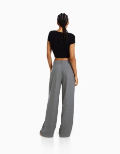 FEMME BERSHKA Pantalons*Dad fit - Pantalon tailoring wide leg