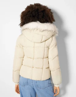 FEMME BERSHKA Vestes*Doudoune capuche fausse fourrure