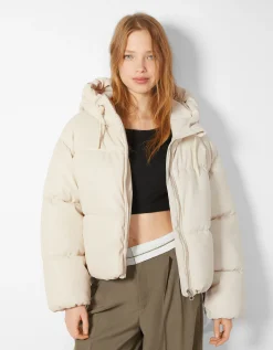 FEMME BERSHKA Vestes*Doudoune capuche similicuir