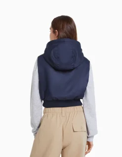 FEMME BERSHKA Vestes*Gilet bomber cropped sans manches capuche