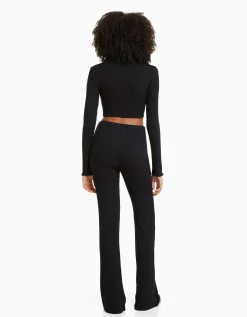 FEMME BERSHKA BSK Teen*Gilet cropped col montant fermeture Éclair
